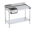 Table de prparation en inox avec tagre anti-ruissellement  1600mm